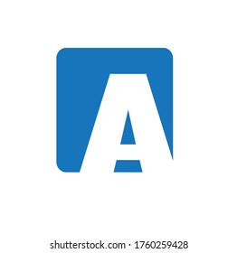 this is a picture of letter a with a blue square