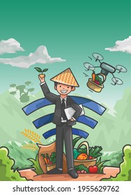 This is a picture of modern farmers who are curently in the COVID-19 pandemic. Because nothing can prevent humans from being productive. thi illustraion can be used in posters or something else.