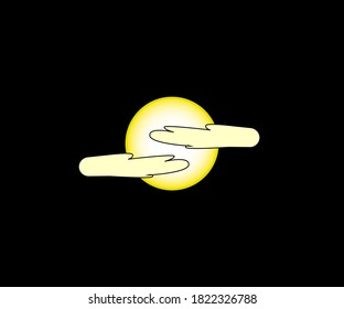 This is a picture of the moon and there are clouds there, the color is a mixture of yellow and white