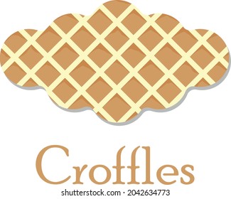 This picture shows a croffle. Belgian waffle made from a croissant. Vector image.