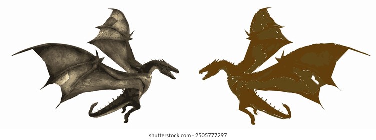 This picture is silhouette logo dragon concept art design 