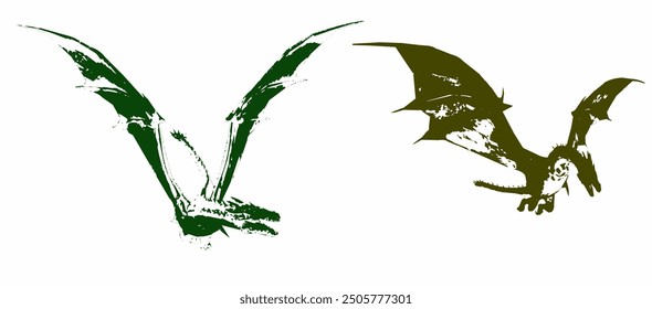 This picture is silhouette logo dragon concept art design 