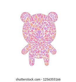 This is a picture of a teddy and it's created as a collage.
