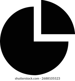 This is a pie chart icon, a symbol for data visualization and analysis. It is a simple and minimalist design, isolated on a white background for use.