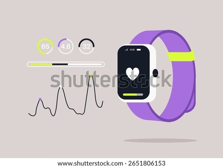 This piece showcases a futuristic smart watch interface displaying vital health metrics, illuminating the importance of technology in wellness monitoring for everyday users