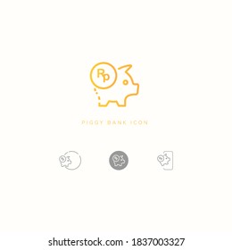 This is a piggy bank icon with rupiah currency. You can use it in a financial or insurance application.