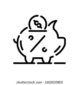 This is piggy bank vector icon with white background