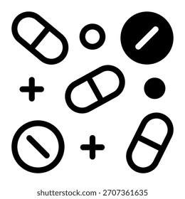 Este icono de píldoras es adecuado para la farmacia.