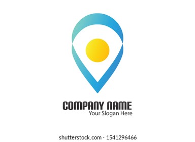 This is the pin logo. This logo is very interesting. This logo is blue and yellow. This logo can be used for companies, websites, applications, brochures, and posters.