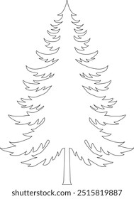 This pine tree line art  illustration offers a clean, minimalistic design perfect for nature-themed projects. The simple representation makes it versatile for logos, coloring book. Pine tree outline