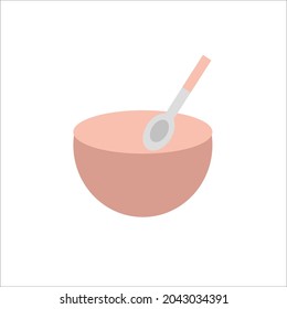 Esto es tazón y cuchara rosa