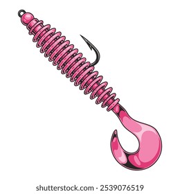 This pink fishing lure features a distinctive spiral design and sharp hook ideal for attracting fish and enhancing the fishing experience on the lake or river.