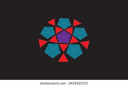 Este es un mandala poligonal geométrico rosa en forma de copo de nieve de cristal Vector Gratis