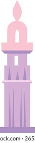 Esta ilustración de torre de aguja rosa muestra una estructura islámica estilizada con líneas audaces, perfecta para gráficos de Ramadán, iconos de arquitectura o carteles.