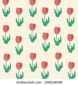 This is a pink tulip illustration pattern that can be used as a wrapping paper.