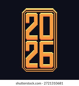 este é pixel art 2026 ano. este item bom para apresentações, adesivos, ícones, design de camiseta, recurso de jogo, logotipo e seu projeto.