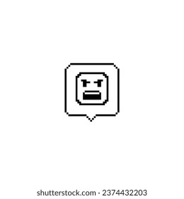 this is pixel art emoticon with black color and white background this item good for presentations,stickers, icons, t shirt design,game asset,logo and your project.
