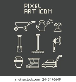 this is pixel art garden icon with white color and this item good for presentations,stickers, icons, t shirt design,game asset,logo and your project