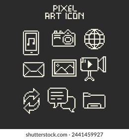 Dies ist Pixel-Art-Symbol in mit einfacher Farbe und schwarzem Hintergrund Dieses Element eignet sich gut für Präsentationen, Aufkleber, Symbole, T-Shirt-Design, Spiel-Asset, Logo und Ihr Projekt.