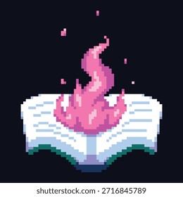 Dies ist Pixel Kunst magische Buch laichen Feuer dieser Artikel gut für Präsentationen, Aufkleber, Symbole, T-Shirt-Design, Spiel Asset, Logo und Ihr Projekt