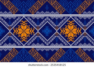 This pixelated designs with detailed ethnic embroidery and traditional tribal patterns. Ideal for rugs, and pillowcases, it blends native ornaments and tribal influences with contemporary ethnic artis