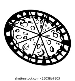 This pizza vector silhouette design on a white background is perfect for dining posters and others.