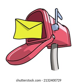 this is a plain cartoon letterbox vector cartoon, with Flat shading and black outline