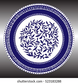 This plate pottery hand-drawing vector is perfect for adding a touch of traditional elegance to any room in your home. The circles and ornamental designs are drawn in a sketchy style, a unique design