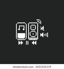 this is play music icon in pixel art with white color and black background ,this item good for presentations,stickers, icons, t shirt design,game asset,logo and your project.