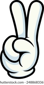 Esta Ilustración vectorial juguetona y audaz cuenta con una mano estilo caricatura que hace el gesto de la señal de paz.