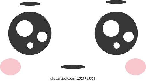 This playful illustration features large cartoon eyes with bubbles and rosy cheeks creating a whimsical and charming expression suitable for various designs.