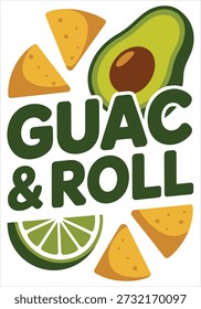 Esta ilustración juguetona presenta la frase "Guac 