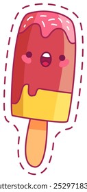 This playful popsicle character with its bright colors and happy expression embodies the joy of summer and fun at outdoor events inviting everyone to enjoy a chilly treat.