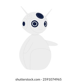 This is a playful and simple robot design that features soft curves along with expressive and friendly eyes