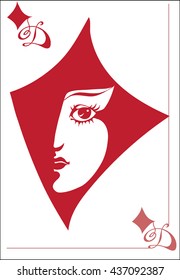 This playing card with a picture of the queen of diamonds