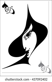 This playing card with a picture of the Queen of spade