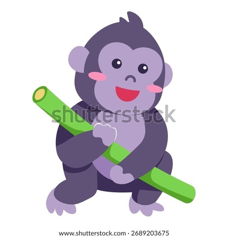 This playing with a stick illustration is suitable for animal especially Gorilla.