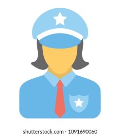 
This policewoman with hat, which features a gold badge or shield in the middle
