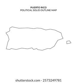 This political outline map features the solid contours of Puerto Rico. It is a useful tool for educational purposes, showcasing the islands geographical boundaries.