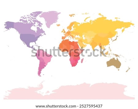 This political world map illustrates the boundaries between countries, highlighting various regions with distinct colors to represent different nations and territories across the globe.