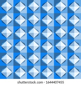Este es un fondo azul poligonal y azul azuro con lozenges. Patrón caleidoscopio de cristal.