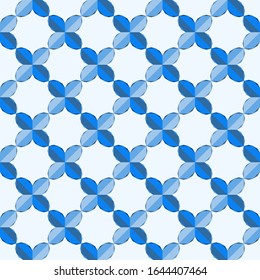 Dies ist ein mehrfarbiger, blauer und azurer Hintergrund mit Gitter. Kristallkaleidoskop-Muster.