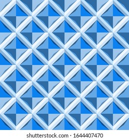 Este es un fondo azul poligonal y azul azuro con lozenges. Patrón caleidoscopio de cristal.