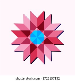 This is a polygonal pattern. This is a blue and pink geometric mandala. Kaleidoscope pattern. This is a vector arabic geometric symbol.