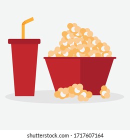 This is are a Popcorn set and drink. Theater concept, entertainment concept, food and drink concept. 