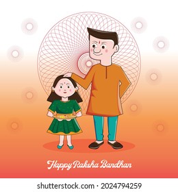 In this poster big brother blessing the little sister on the occasion of Rakshabandhan. Sister holding the thali in hand and standing with brother