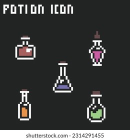 this is potion icon in pixel art with black background and little color,this item good for presentations,stickers, icons, t shirt design,game asset,logo and your project.