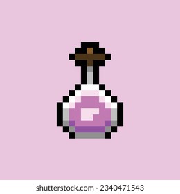 this is potion icon in pixel art with simple color and pink background ,this item good for presentations,stickers, icons, t shirt design,game asset,logo and your project