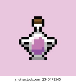 this is potion icon in pixel art with simple color and pink background ,this item good for presentations,stickers, icons, t shirt design,game asset,logo and your project