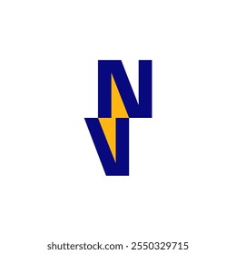 This powerful logo merges the letters 'N' and 'V' with a striking thunderbolt symbol, capturing the essence of energy, speed, and impact.